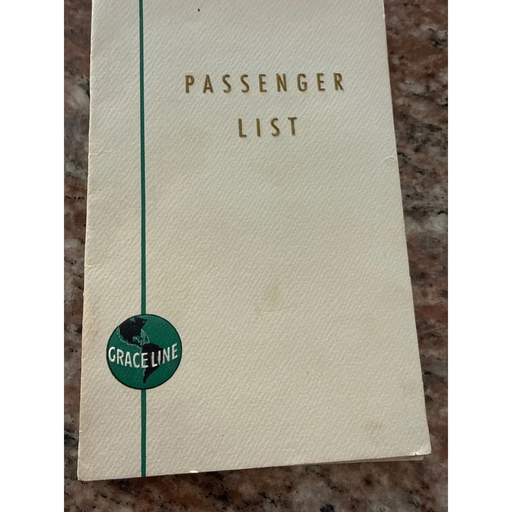 1954 S.S. Santa Isabel Graceline Passenger List West Coast S America to NY